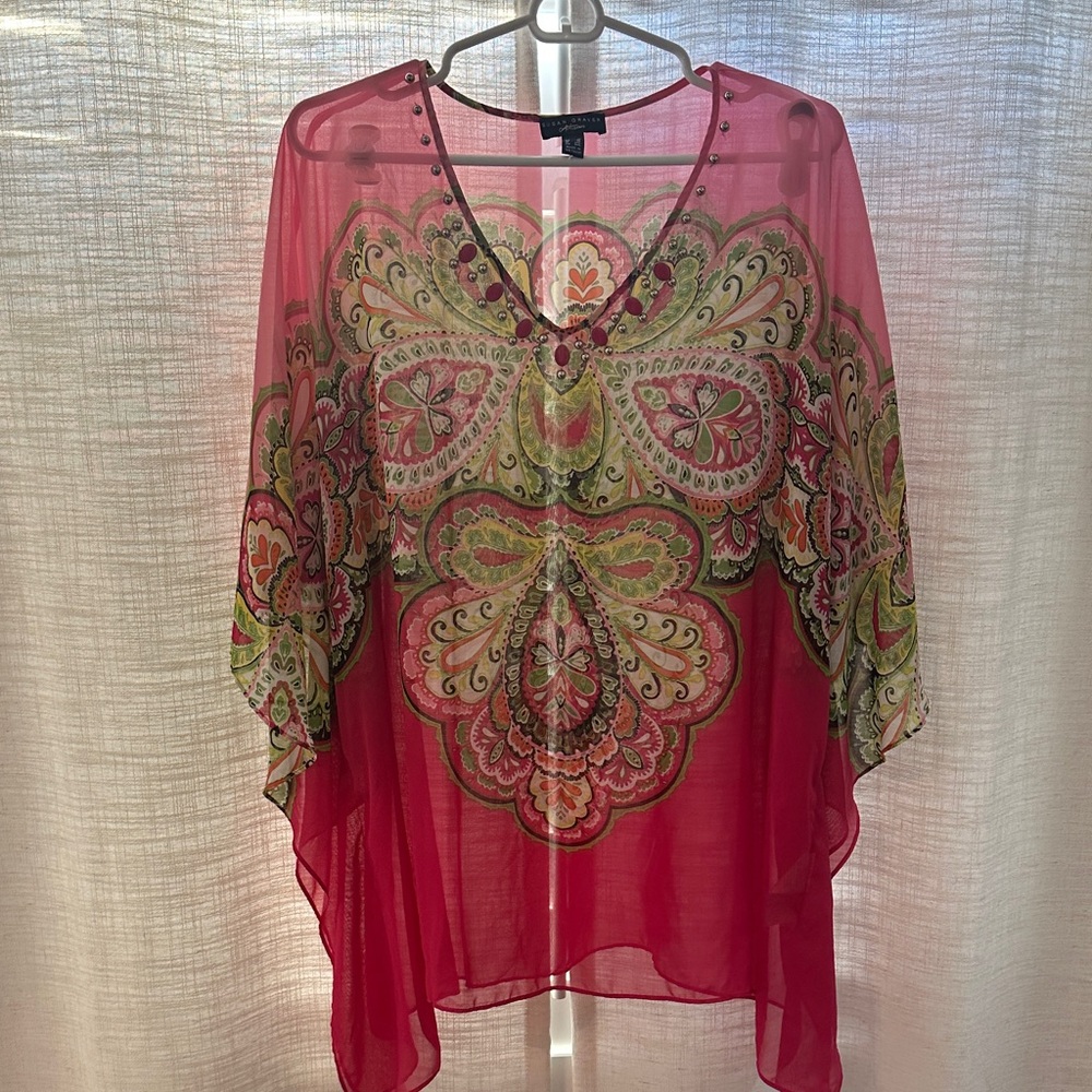 Susan Graver Vibrant Paisley Chiffon Tunic